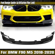 Front Bumper Spoiler Lip For BMW F90 M5 Competition 2018 2019 2020 Carbon Fiber Look/Gloss Black Spl