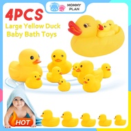 4Pcs Baby Bath Toys Cute Yellow Duck Squeeze Rubber BB Bathing Water Toy Fun Race Squeaky Kids Float