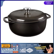 [sg stock] Lodge Enameled Cast Iron Dutch Oven, Midnight Chrome, 6 Quart