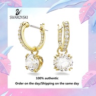♈Swarovski♈ ต่างหู Stilla จี้เพชรสีขาวทรงกลมชุบทอง (แจกกล่องของขวัญบรรจุภัณฑ์ของแท้)