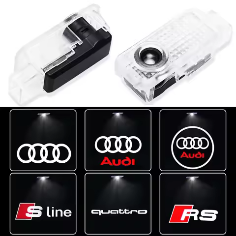 2pcs Car Door Lights Logo Projector HD Welcome Lights for Audi Sline RS Quattro TT Accessories B9 D3