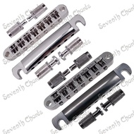 A Set 7 String Tune-O-Matic Bridge And Tailpiece For GB LP Electric Guitar / Chrome and  Black for c