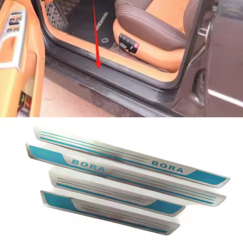 4PCS/Lot Stainless Steel For 2013-2019 Volkswagen Bora Ultra-thin Auto Car Door Sill Scuff Plate Ped