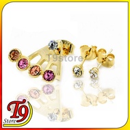 [T9store] Made In Korea Fan-Shaped, Round, Pumice 3-Piece Pierced Earrings