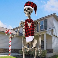 3 Pcs 12 ft Skeleton Costume Accessories Includes Christmas Giant Santa Hat Santa Scarf Inflatable C