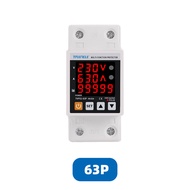 63A 230V 3IN1 Display Din rail adjustable over under voltage surge protector relay  over current pro