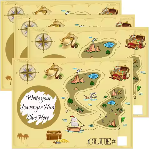 20 Treasure Map Scratch Off Cards Scavenger Hunt Scratch Notes Pirate Birthday Party Scratch Off Tic