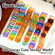 (N) 100 pcs Sticker Washi Cute Bear Food Flower Number Smiley