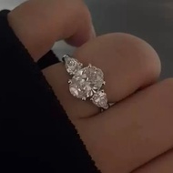 Silver Oval Cut Crystal Luxury Elegant Statement Ring Ring