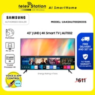 [Online Exclusive] SAMSUNG 43" AU7002 UHD 4K Smart TV (2022) 4 Ticks | 1+2 Years Local Warranty