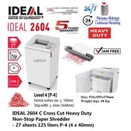 IDEAL 2604 C 4 x 40mm Cross Cut Heavy Duty Non-Stop Paper Shredder - 27 sheets 125 liters 2604C