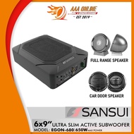 Sansui Car Underseat Active Subwoofer 6x9'' with Built In Amplifier 650 Watt +6.6" Car SpeakerBGX-1664N 100w+ Full Range