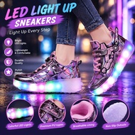 XONGT two-wheeled Heelys LED rechargeable luminous shoes adult child roller skates outdoor sports wh
