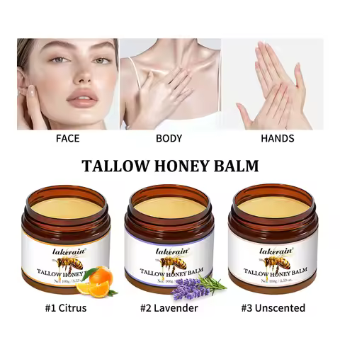 Honey Tallow Balm Beef Tallow Balm Moisturizing Cream for Soft Smooth Skin Handmade All-Natural Mois