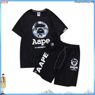 [Original] AAPE Men T shirt Colorful Round Seal Print Casual Cotton Round Neck Men Short Sleeve Baju
