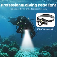 Professional LED Scuba Diving Headlamp XHP70 IPX8 Rate Waterproof Headlight Underwater 21700 Battery