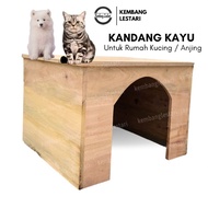 KAYU Wooden Rabbit Cat House Flat Roof Cat Cage Animal Toy