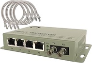 4 Port RJ-45 Gigabit Ethernet to Multimode ST 850nm Fiber Media Converter | Mini Switch - Built-in F