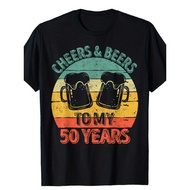 50Th Birthday Gift Cheers And Beers To My 50 Years T-Shirt MUJE