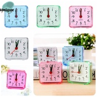 UNQCSA Candy Color Square Alarm Clock Mute Transparent Mini Table Clock Simple Stably Stand ​Bedroom