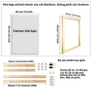 Bộ Khung Tranh Bằng Gỗ Tự Nhiên - 4 Kích Cỡ (60x90 50x70 40x60) Cho Poster Tranh Gắn Đá Canvas - Khu