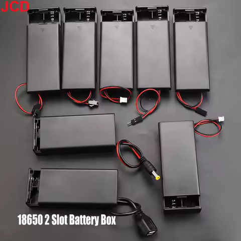 JCD 18650 2 Slot Battery Holder/Box In Series With Cover Switch And PH2.0/XH2.54/SM/Jumper Male/Fema