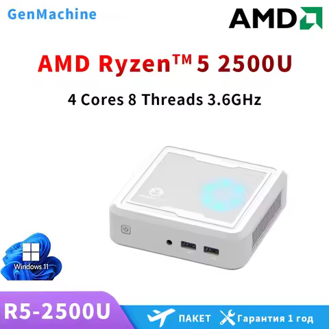 GenMachine new Ryzen 5 2500U Mini PC Windows 11 Pro DDR4 Dual Channel NVMe M.2 SSD WIFI5E BT4.2 Desk