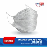 Masker Karet Medis UFO Abu 3D OneMed 4ply Box isi 20pcs SD