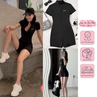 Black jumpsuit So What zippershort sleeve (Brand name) - 6 colors