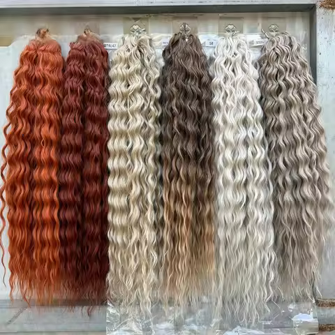 3Pcs 24Inches 300 Ariel Deep Water Twist Braids Crochet Curly Hair Orange Brown6# Blond 613 White Gr