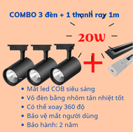 Đèn rọi ray đèn led Combo 3 đèn rọi ray 30W 20w + 1 ray 1 mét dùng cho trưng bày sản phẩm chiếu rọi