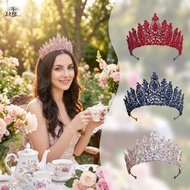 JEREMY1 Baroque Crystal Wedding Crown, Large Size Luxury Bridal Tiara, Headpieces Multi Color Crysta