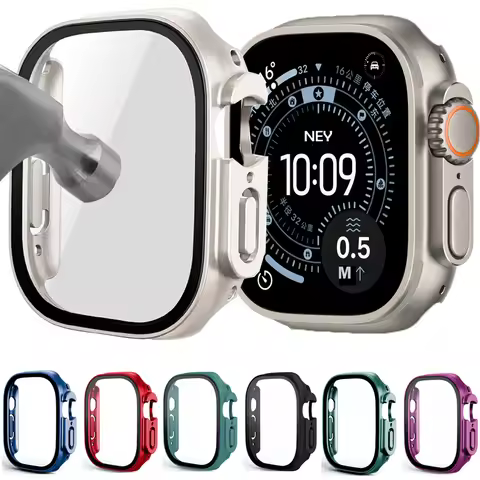 For Apple Watch Ultra 3 49mm 2025 PC Bumper+Screen Protector Tempered Glass+Cover for apple watch Ca