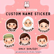 Children's Name Sticker/ crayon edition/ Cute Name Sticker/ waterproof waterproof Sticker