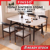 Finsso:(New Model) 2 size Sintered Stone Table + 4 kerusi makan / meja makan 4 kerusi Topaz Marble t