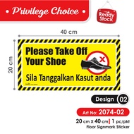 Please Take Off Your Shoes Floor Signage Sticker / Pelekat Sila Tanggalkan Kasut Anda