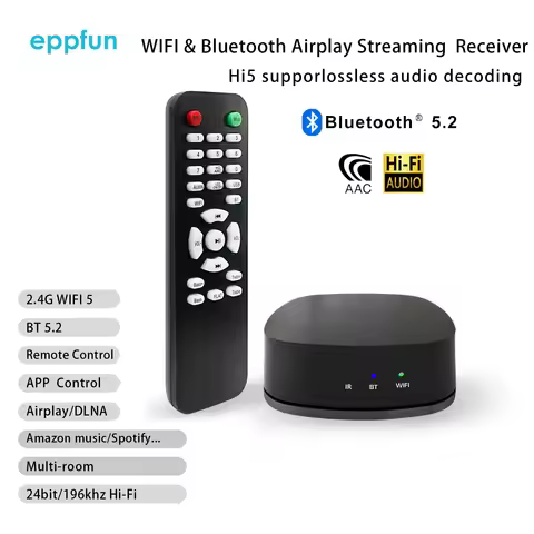 Bluetooth WIFI Airplay Receive DLNA Multiroom Wireless Audio Streamer, HDMI ARC/Ethernet/SPDIF with 