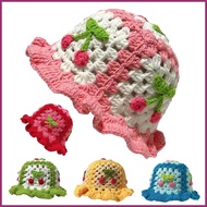 Crochet Knitted Hat Women's Crocheting Cap Fashionable Cute Cherry Bucket Hat Hollow Out Crochet Che