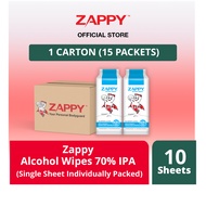 Zappy Alcohol Wipes 70% IPA x10 Sheets (Single Sheet Individually Packed)