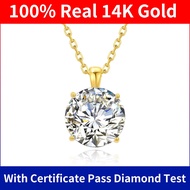 Szjinao 100% Kalung Moissanite Emas 14k Asli Untuk Wanita 6.5mm 1.0ct D Warna Au585 K Loket Emas Bor