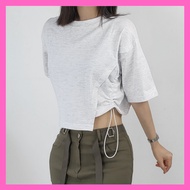 Cotton Side String stopper crop top Summer Cotton T-shirt