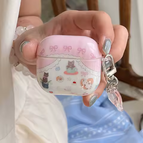 Cute Cartoon Cat Headset Case For Airpod 1 2 3 4 Cover Protection Fundas For Airpod Pro Pro2nd Cover