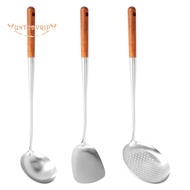 Wok Spatula and Ladle,Skimmer Ladle Tool Set, 17Inches Spatula for Wok, 304 Stainless Steel Wok Spatula