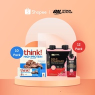 Shopee x Optimum Nutrition 3.3 Brand Box - Protein Shake x 12 pack | Think! Protein Bar x 10 pack