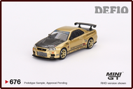 DEFIO MINIGT 1/64รถ Nissan Skvline GT-R(R34) TopSecret Top Secret MGT00676-R ทองโมเดลรถเหล็กหล่อของเ