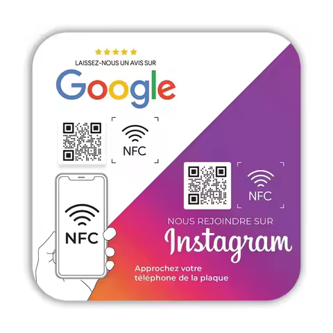 2-in-1 Social Media Sign Google Review Instagram Facebook Acrylic Sign NFC Tap or Scan Google Review