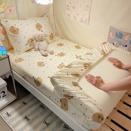 Cute Bear Printed 100%cotton 1000TC Bedsheet Single Queen / King Size Fitted Bedsheet Cadar Pillowca