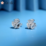 ♥ Creative Begonia Flower Earrings Fashion Diamond Earrings Female Wedding Proposal Jewelry
