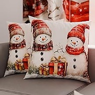 Petti Italian Artisans - Pair 65 x 65 cm Microfibre Cushion Covers, Christmas Decor Cushions for Bed