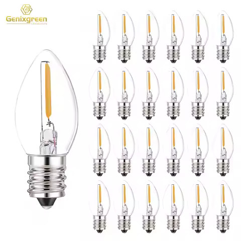 Genixgreen C7 LED Night Light Bulb 0.5W Dimmable E12 E14 Base Warm White 2700K Chandelier Salt Lamp 